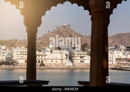 Pushkar lago santo nella città di Pushkar, Rajasthan, India Foto Stock