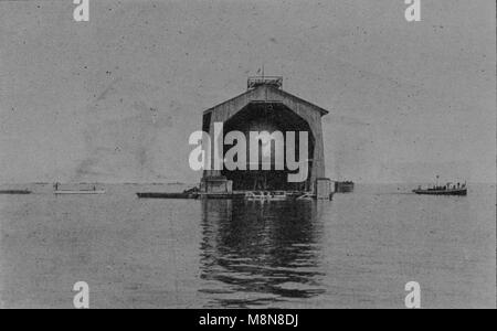 Zeppelin vicino al suo capannone flottante, il lago di Costanza, in Germania, immagine dal settimanale francese quotidiano l'illustrazione, 21 Luglio 1900 Foto Stock