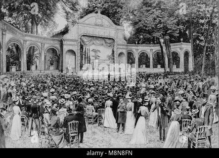 Festa popolare nell'Elysee Palace Gardens Il 10 agosto 1900, Parigi, immagine dal settimanale francese quotidiano l'illustrazione, 18 Luglio 1900 Foto Stock