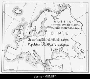 Mappa di Europa e la parte europea della Russia nel 1900, Immagine dal settimanale francese quotidiano l'illustrazione, 27 Ottobre 1900 Foto Stock