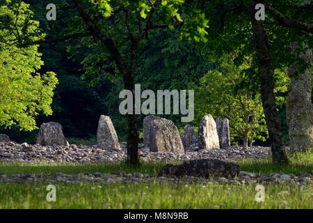 Tempio Templewood legno 4000+ anno megalitici preistorici stone circle luogo di sepoltura. Kilmartin Valley, Argyll, Scozia. Settore Nord del cerchio principale Foto Stock