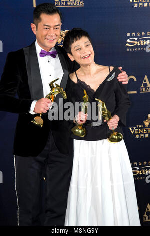 Louis Koo e Sylvia Chang frequentando il dodicesimo film Asiatico cerimonia di premiazione al Venetian Hotel il 17 marzo 2018 a Macao (Cina). Foto Stock