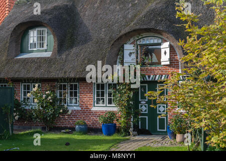 Tipica casa danese in Soenderho, isola di Fanoe, nello Jutland, Danimarca Foto Stock