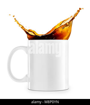 La fuoriuscita di caffè in tazza Foto Stock