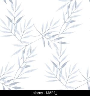 Foglie lunghe vector seamless pattern texture bianche background moderno Illustrazione Vettoriale