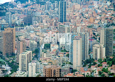 Massa di case, vista sulla città di Monaco, lo spazio negativo, Monaco-Ville, Principato di Monaco, Europa Foto Stock