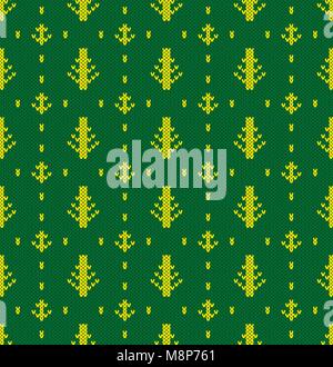Maglia di alberi forestali. Concetto di habitat. Artigianato ornamento. Modello senza giunture. Illustrazione Vettoriale. Illustrazione Vettoriale
