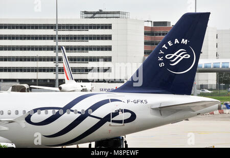 Sky Team aereo, aeroporto di Roissy Charles de Gaulle, Parigi, Francia Foto Stock