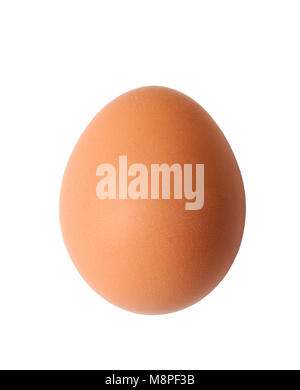 Uovo marrone isolato su bianco Foto Stock