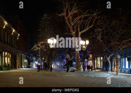 Notte invernale in Aspen Colorado Foto Stock
