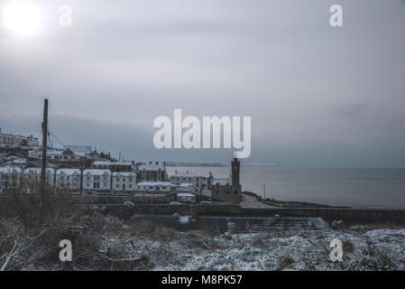 Porthleven, Cornwall. Porthleven Cornovaglia nella neve 19-03-2018 Credito: kathleen bianco/Alamy Live News Foto Stock