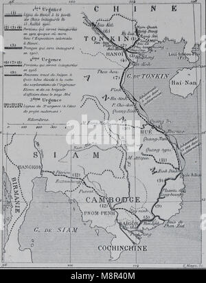 Indocina della grande rete ferroviaria in 1900, Immagine dal settimanale francese quotidiano l'illustrazione, 22d Settembre 1900 Foto Stock