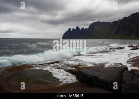 Scena da Tungeneset, Senja, Norvegia Foto Stock