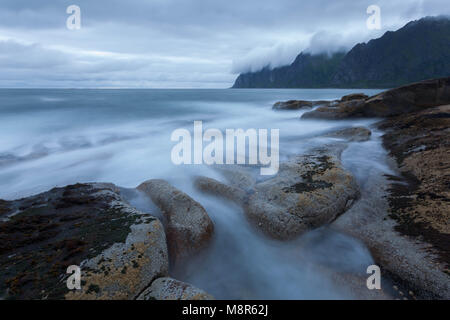 Scena da Tungeneset, Senja, Norvegia Foto Stock