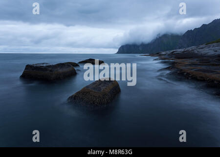 Scena da Tungeneset, Senja, Norvegia Foto Stock