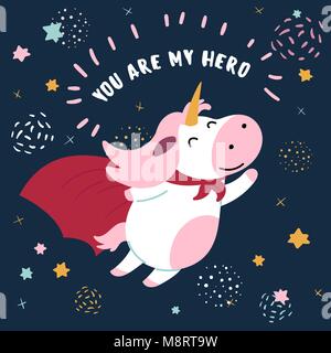 Vacca in supereroe maschera e mantello.sei il mio eroe Illustrazione Vettoriale