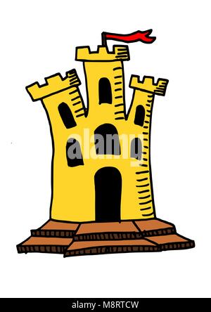 Disegnata a mano cartoon di una torre del castello Illustrazione Vettoriale