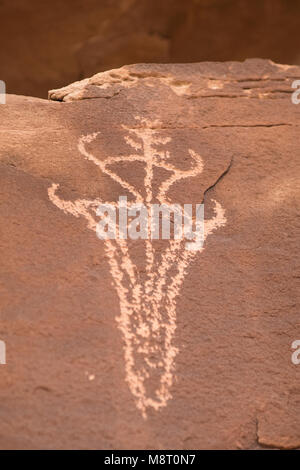 Ute arte rock petrogylphs in Arches National Park nello Utah. Foto Stock