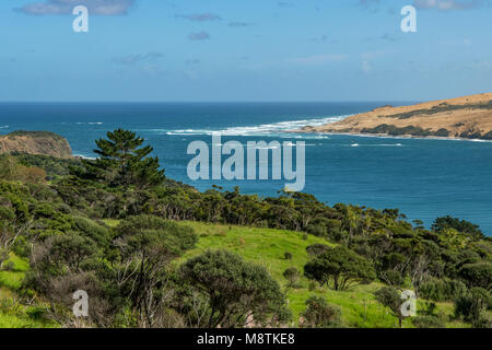 Ingresso al porto Hokianga, Isola del nord, Nuova Zelanda Foto Stock