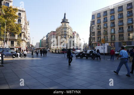 Barcellona Spagna circa novembre 2016 Universitat square vista panoramica Foto Stock