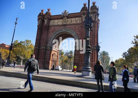 Barcellona Spagna circa novembre 2016 modernista Gothical Arco di Trionfo vista panoramica Foto Stock