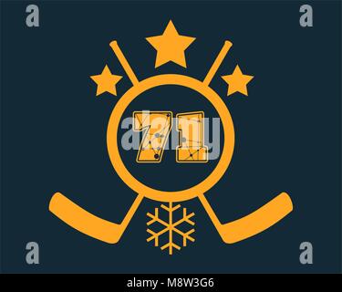 Numero 71 illustrazione vettoriale. Hockey su ghiaccio emblema Illustrazione Vettoriale