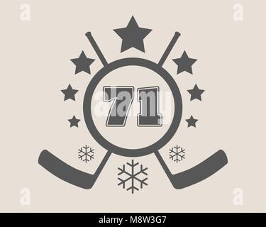 Numero 71 illustrazione vettoriale. Hockey su ghiaccio emblema Illustrazione Vettoriale