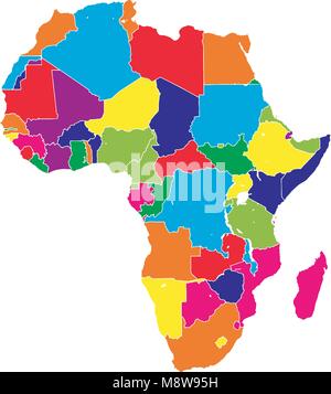 Africa colorata mappa vettoriale. Versione politico utilizzabile per travel marketing immobiliare e l'istruzione. Illustrazione Vettoriale