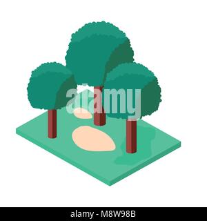 Mini alberi forestali isometrica Icone Illustrazione Vettoriale