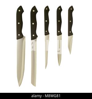 Un set di coltelli da cucina. Illustrazione Vettoriale