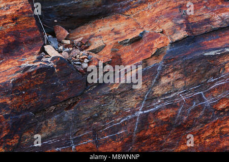 Rosso, hard rock dettagli, pattern e texture Foto Stock