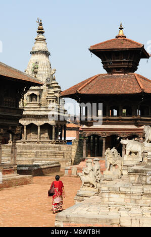 Vista del vecchio quartiere della città di Bhaktapur in Nepal Foto Stock