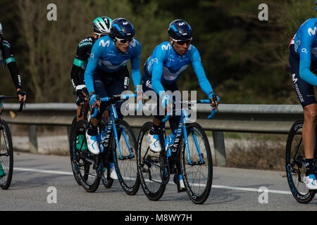 02 QUINTANA, Nairo (COL) DEL TEAM MOVISTAR presso il peloton durante la 98a volta ciclista a Catalunya 2018 / Stadio 1 Calella - Calella di 152,3km durante il tour di Catalunya, 19 marzo del 2018 a Calella, Spagna. Foto Stock