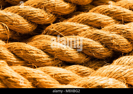 Corda di canapa, fibre di close-up shot Foto Stock