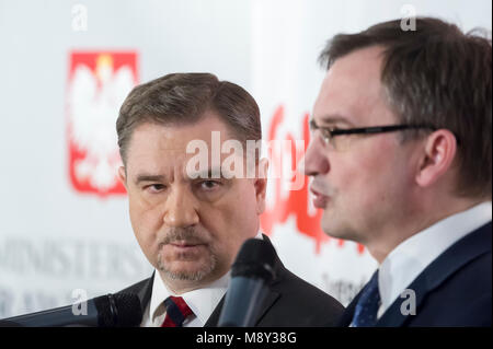 Piotr Duda, presidente di Niezalezny Samorzadny Zwiazek Zawodowy Solidarnosc NSZZ Solidarnosc (Indipendente autonoma sindacato Solidarietà) e Z Foto Stock