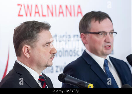 Piotr Duda, presidente di Niezalezny Samorzadny Zwiazek Zawodowy Solidarnosc NSZZ Solidarnosc (Indipendente autonoma sindacato Solidarietà) e Z Foto Stock