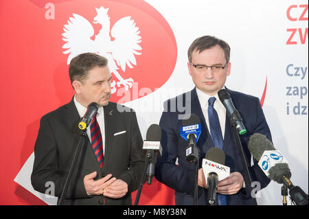 Piotr Duda, presidente di Niezalezny Samorzadny Zwiazek Zawodowy Solidarnosc NSZZ Solidarnosc (Indipendente autonoma sindacato Solidarietà) e Z Foto Stock