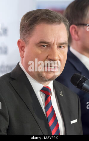 Piotr Duda, presidente di Niezalezny Samorzadny Zwiazek Zawodowy Solidarnosc NSZZ Solidarnosc (Indipendente autonoma sindacato Solidarietà) in Gd Foto Stock