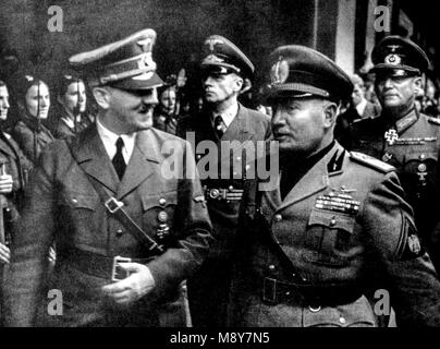 Adolf Hitler e Benito Mussolini, Brennero, 1940 Foto Stock