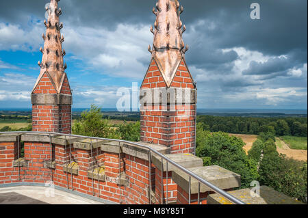 Vista dal mastio Hessenstein verso Hohwachter Bucht, Panker, Mar Baltico, Schleswig-Holstein, Germania, Europa Foto Stock