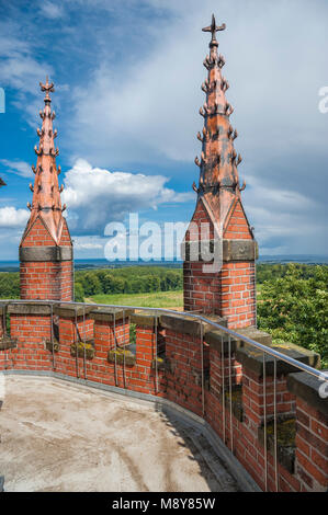 Vista dal mastio Hessenstein verso Hohwachter Bucht, Panker, Mar Baltico, Schleswig-Holstein, Germania, Europa Foto Stock