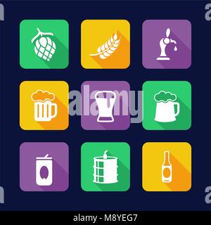 Icone di birra Design piatto Illustrazione Vettoriale