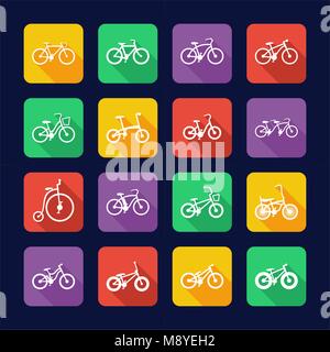 Icone di bicicletta Design piatto Illustrazione Vettoriale