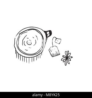 Tè pentola ed il sacco su bianco Illustrazione Vettoriale