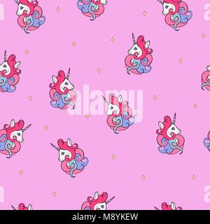 Vector seamless pattern con unicorns. Unicorn sfondo. Simbolo di sogno. Design per i bambini. Illustrazione Vettoriale