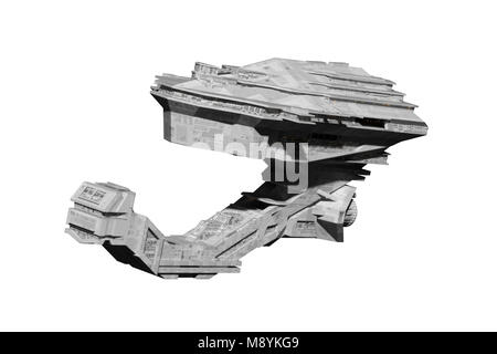 Astronave, enorme e molto dettagliata starship viaggio nello spazio (3d science fiction illustrazione isolati su sfondo bianco) Foto Stock