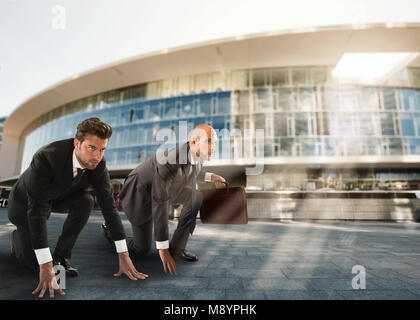 Imprenditori pronto per iniziare. La concorrenza e la sfida nel concetto di business Foto Stock