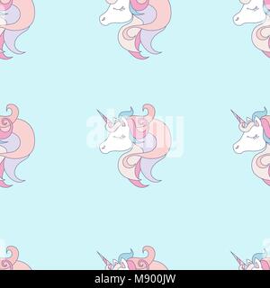 Vector seamless pattern con unicorns. Unicorn sfondo. Simbolo di sogno. Design per i bambini. Illustrazione Vettoriale