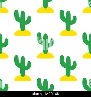 Seamless motivo decorativo con lo stile simpatico cactus. Illustrazione Vettoriale
