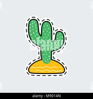 Cacti in stile patch. Clip Art per adesivo o il PIN. Illustrazione Vettoriale
